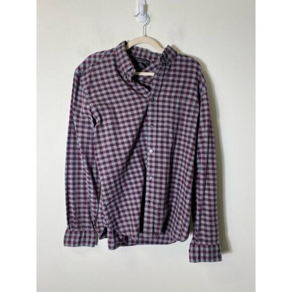 Bloomingdales The Men's Store Red Plaid Button Down Sz L - Picture 2 of 3